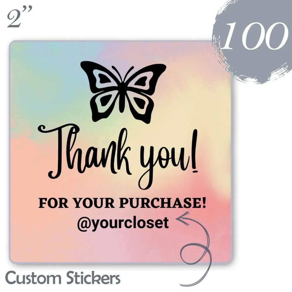 100 Thank you Stickers Thermal Glossy